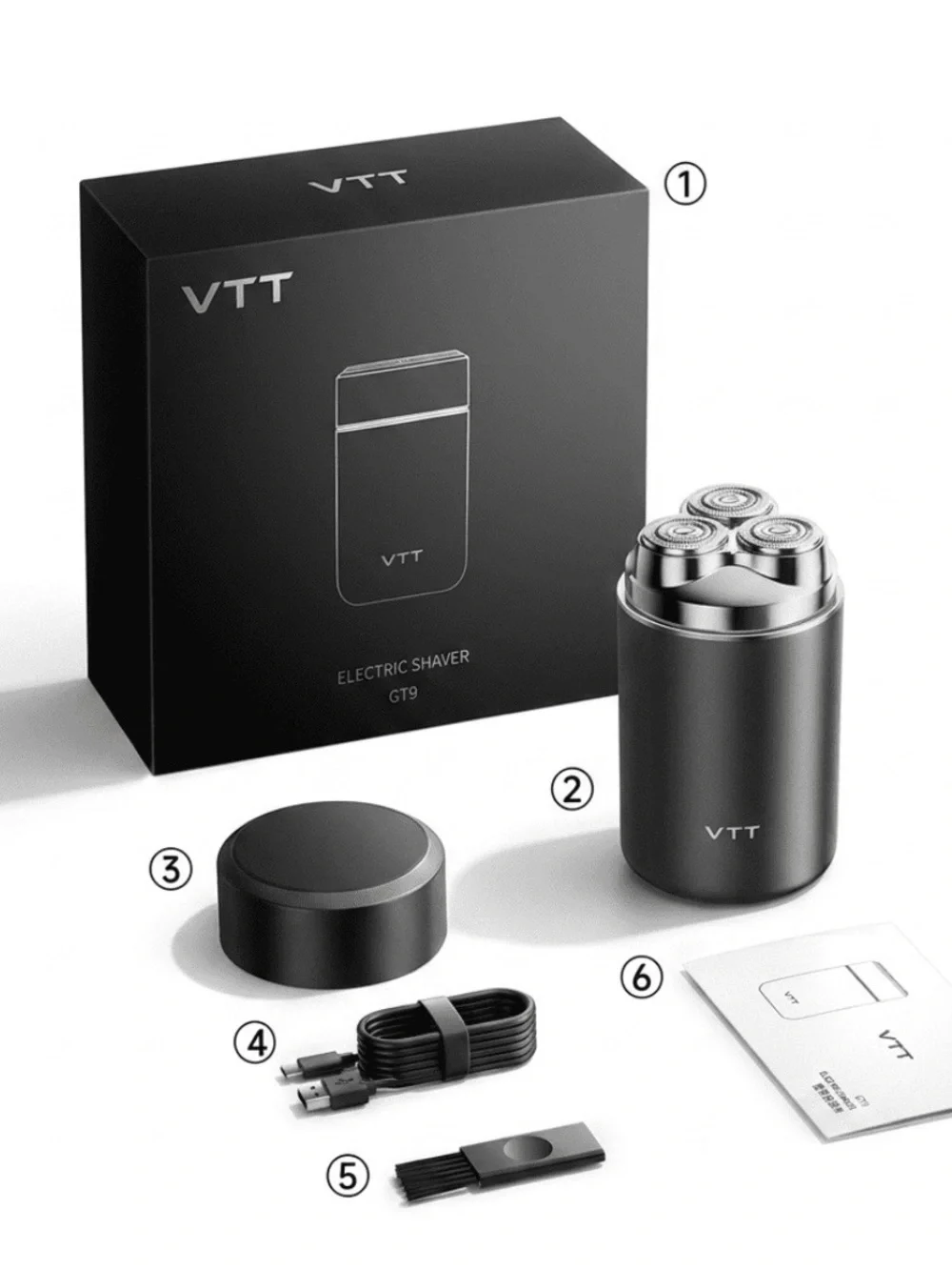 VTT GT9 Electric Shaver for Men - Black